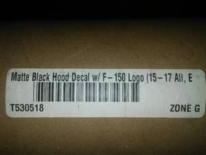 lot 65 image: F-150 Matte Black Hood Decal