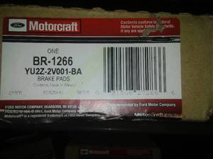 lot 180 image: BR1266 MOTORCRAFT STANDARD PREMIUM BRAKE PADS