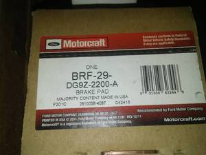 lot 186 image: Brake Pads - Ford (DG9Z-2200-F) 2013-2020 for numerous Ford vehicles