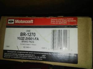 lot 195 image: Motorcraft BR1270 - Standard Premium Ceramic Front Disc Brake Pads (Windstar 1999-2003)