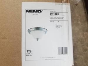 Lot of (3 Boxes) Nuvo Lighting Brushed NickelSatin White Glass Medium Flush Dome Ceiling Fixture