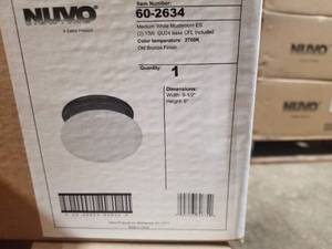 Lot of (5) Nuvo Lighting Old Bronze Medium White Mushroom ES Ceiling Fixture 2700K
