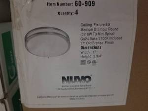 Lot of (4) Nuvo Lighting Old Bronze Ceiling Fixture Medium Glamour Round 18W 2700K