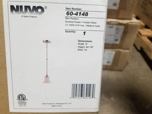 Lot of (3) Nuvo Lighting Brushed NickelFrosted Glass Mini Pendant