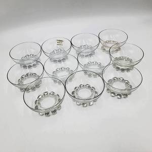 lot 03 image: 11 Imperial Candelwick Footed DesertSherbert Bowls - CRV $220.00