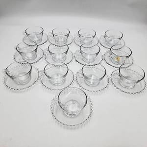 lot 04 image: 9 Hard To Find Vintage Cup & Saucer Set Candlewick Clear (Stem 3400) - CRV $117