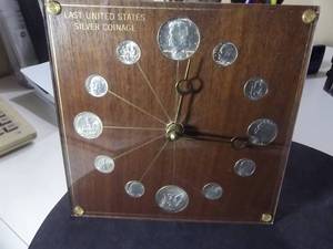 10x10 Battery Powered Clock Featuring The Last Silver Coins Minted