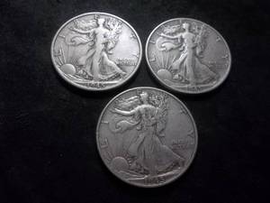 3-1945 Walking Liberty Half Dollars Mixed Mints