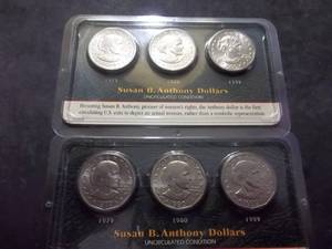2-Sets Of Susan B Anthony Dollars 1979, 1980, 1999