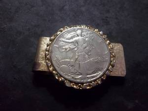 Gold & Silver Money Clip With A 1939 Walker Half Dollar