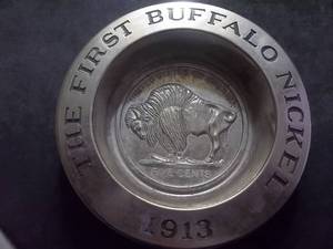 Silver Tone Buffalo Nickel Trinket Bowl