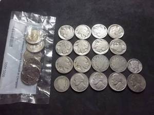 4-Generations Of Nickels V-Nickels, Buffalos, Jeffersons, War Nickel, 2004-2006 New Style Jeffersons UNC Set Of 5, Barber & Merc Dimes