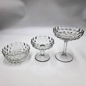 lot 16 image: Vintage Fostoria American Clear Bowl Collection-3 Pieces