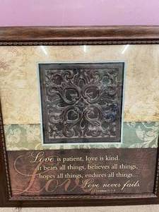 lot 61 image: 2 Piece Love is Patient  Framed Artwork 