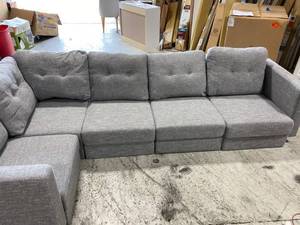 NOBLE HOUSE 5-Piece Gray TweedDark Brown Polyester L-Shaped Sectional Sofa with Wood Legs