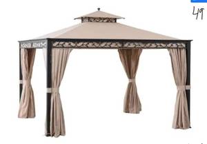 sunjoy Bradley 10 ft. x 12 ft. Steel Gazebo with Mosquito Netting and Curtain