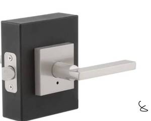 2 KWICKSET Halifax Square Satin Nickel Privacy BedBath Door Lever