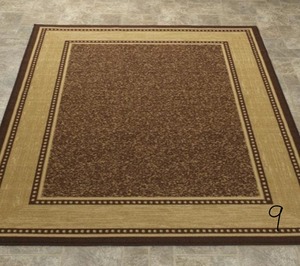 Contemporary Bordered Design Brown 5 ft. x 7 ft. Non-Skid Area Rug