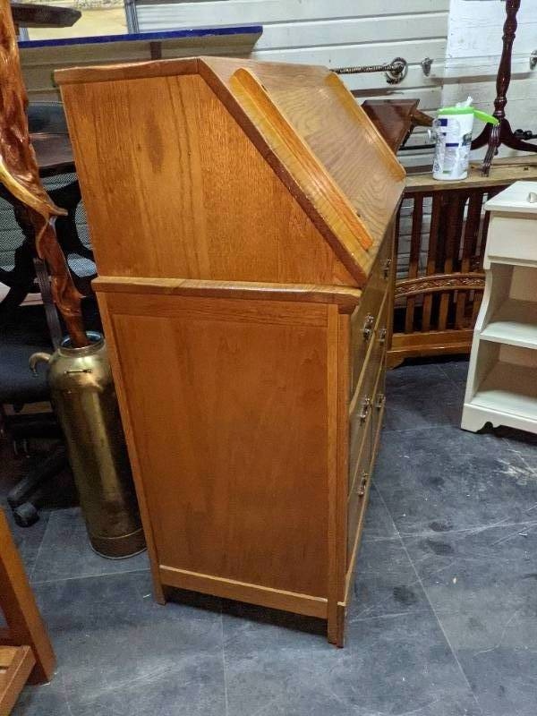 lot 59 image: Solid Oak Secretary Desk