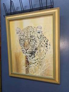 lot 49 image: Original Signed Phil Prentice Leopard Art