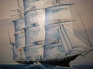 lot 65 image: Signed Sailing Ship Oil Painting by K. Maskell in Original Frame