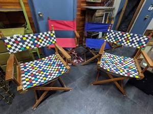lot 27 image: Four Directors Chairs wColorful Covers