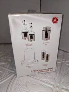 lot 130 image: Parini 6 Piece Stainless Steel Condiment Set, New