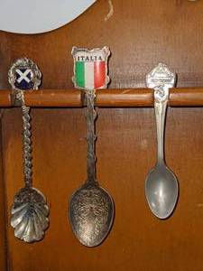 lot 158 image: Souvenir Spoons & Display Racks, Some Are Sterling