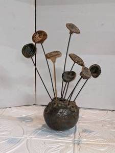 lot 34 image: Unusual Abstract Pottery Flower Arrangement