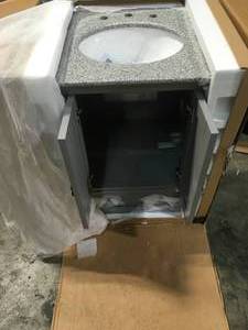 lot 6 image: Newport 25 in. W x 21-12 in. D Bath Vanity in Pewter with Granite Vanity Top in Grey by Home Decorators Collection