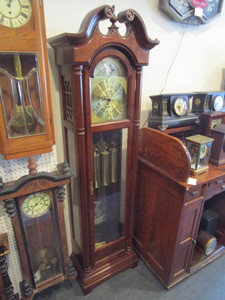 lot 111 image: SETH THOMAS WALNUT GRANDFATHER CLOCK WITH NEW KEININGER MOVEMENT