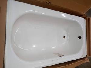 Kona 54 in. Left Drain Rectangular Alcove Soaking Bathtub in White by Bootz Industries Little Damaged Customer Returns See Pictures