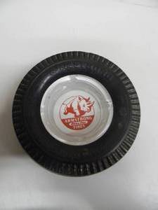 lot 25 image: RARE - VINTAGE ARMSTRONG RHINO-FLEX TIRES RUBBER TIRE ASHTRAY - NICE - VERY COOL PIECE - SEE PICTURES