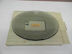 lot 36 image: VINTAGE 1960s DRINK COCACOLA OVAL SMOKED GLASS DISH WITH ORIGINAL BOX - NICE - VERY COLLECTIBLE PIECE - SEE PICTURES
