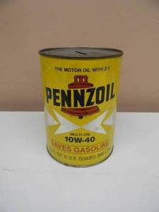 lot 43 image: VINTAGE PENNZOIL 10W-40 OIL CAN ADVERTISING COIN BANK (FULL SIZE) - NICE - GREAT PIECE - SEE PICTURES