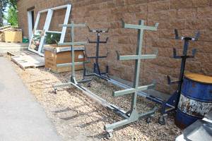 Metal Industrial Rack on wheels 4-tier Grey