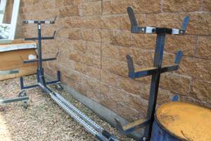 Metal Industrial Rack on wheels 4-tier Blue