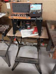 lot 5 image: Sears Craftsman Router Table 1-12 HP Router, Bits, Manuals and Black & Decker Workmate Stand