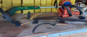 lot 12 image: Lot Of Lawn & Garden Tools Weed Eater, Hedge Trimmer & More
