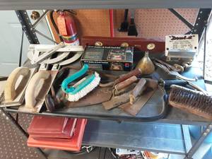 lot 15 image: Lot Of Assorted Hand Tools Level, Trowels, Squares, More
