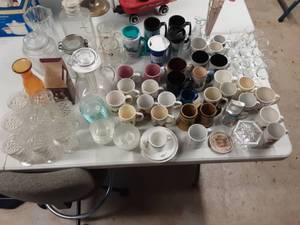 lot 30 image: Large Lot Of Glassware, A&W Mugs, Steins, Stemware, Rammekins, Misc