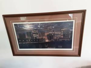 lot 44 image: Framed Print 42x26, Minneapolis By Moolight Signed & Numbered 502950 By Weidenbacher