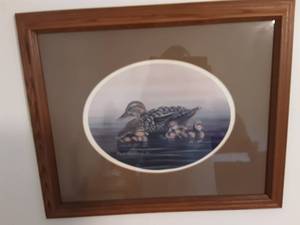 lot 63 image: Framed Print By Floyd Hubbard (1980) Mama Duck & Ducklings
