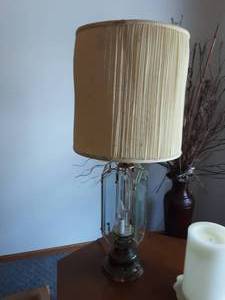 lot 88 image: Pair Of Glass Lamps With Shades