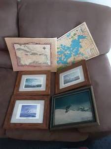 lot 91 image: Lot Of Assorted Framed Prints & Old Maps