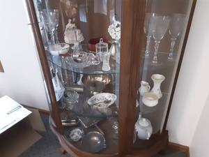 lot 99 image: 3-Shelves Of Vintage Glassware, Silver Plate & Figurines