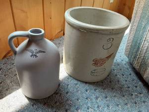 lot 117 image: 3-Gallon Red Wing Crock & 1-Other Jug