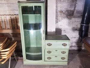 Antique Curved Glass China Cabinet