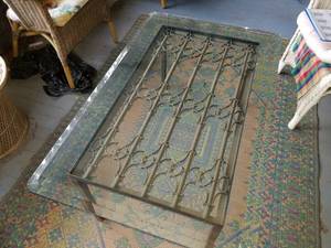 Unique Glass and Iron Coffee Table