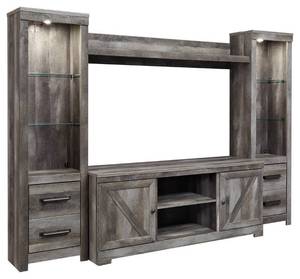 lot 32 image: Signature Design By Ashley Wynnlow 4-Piece Entertainment Center, W440W2. - Assembled.